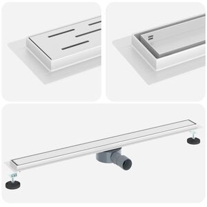 vidaXL Ralo de Chuveiro 2 em 1 com Sif&atilde;o 360&deg; Prateado 90 cm