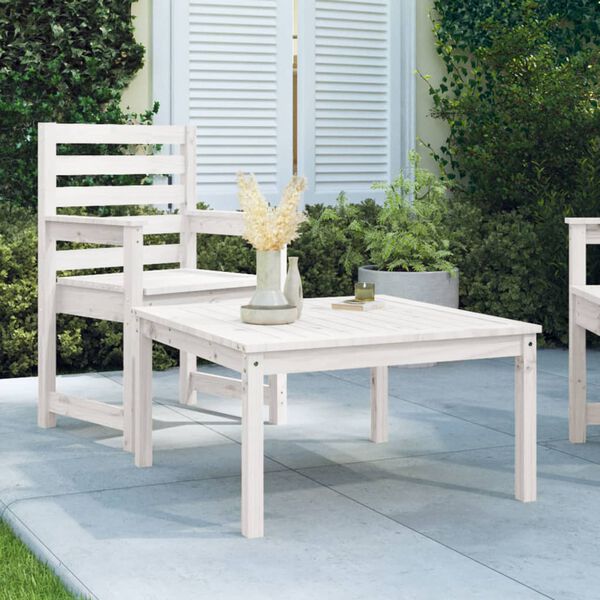 vidaXL Mesa de jardim 82,5x82,5x45 cm madeira de pinho maciça branco