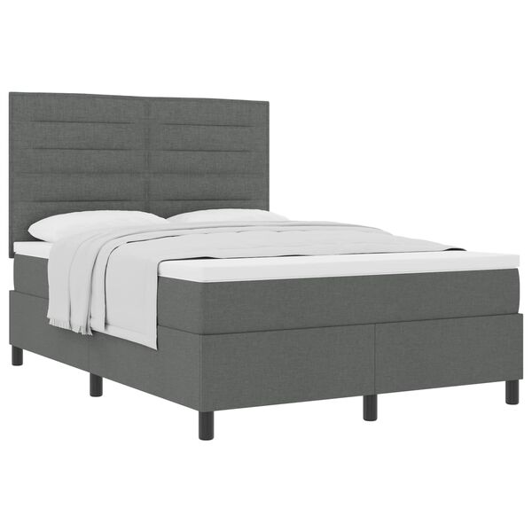 vidaXL Cama Box com colch&atilde;o Cinza Escuro 140 x 190 cm tecido