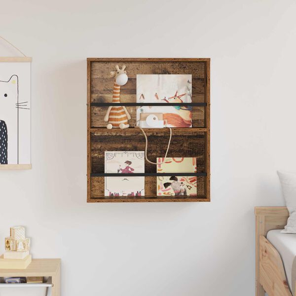 vidaXL Estante de Revistas Madeira antiga 60 x 12 x 70 cm