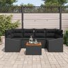vidaXL Conjunto de Sof&aacute; de Jardim com almofada 7 pcs Preto vime PE