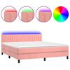 vidaXL Cama box spring c/ colch&atilde;o/LED 180x200 cm veludo rosa