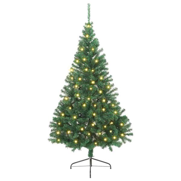 vidaXL &Aacute;rvore de Natal Artificial Pr&eacute;-iluminada Verde 240 cm PVC