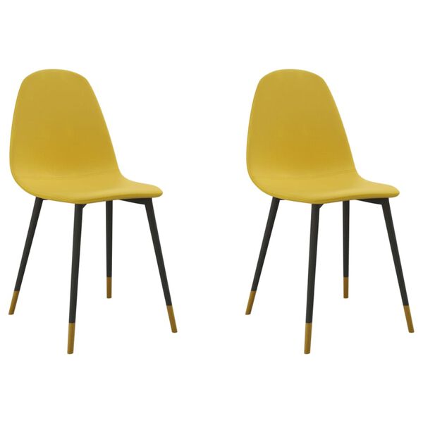 vidaXL Cadeiras de jantar 2 pcs tecido amarelo mostarda