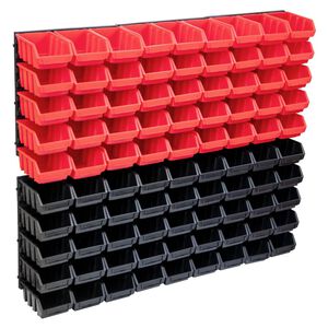 vidaXL 96 pcs Kit caixas arruma&ccedil;&atilde;o com pain&eacute;is parede vermelho e preto