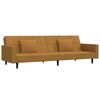 vidaXL Sof&aacute;-cama 2 lug. c/ 2 almofadas e apoio de p&eacute;s veludo castanho