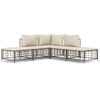 vidaXL 5 pcs conjunto lounge de jardim c/ almofad&otilde;es vime PE antracite