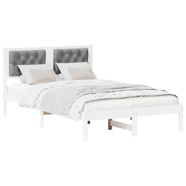 vidaXL Estrutura da Cama com cabeceira Cinzento-claro 135 x 190 cm