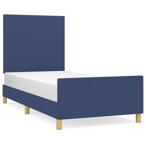 vidaXL Estrutura de cama sem colch&atilde;o 100x200 cm tecido azul
