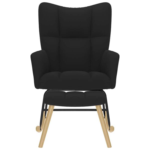 vidaXL Cadeira de baloi&ccedil;o com apoio de p&eacute;s tecido preto