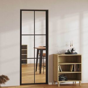 vidaXL Porta de interior em vidro ESG e alum&iacute;nio 76x201,5 cm preto
