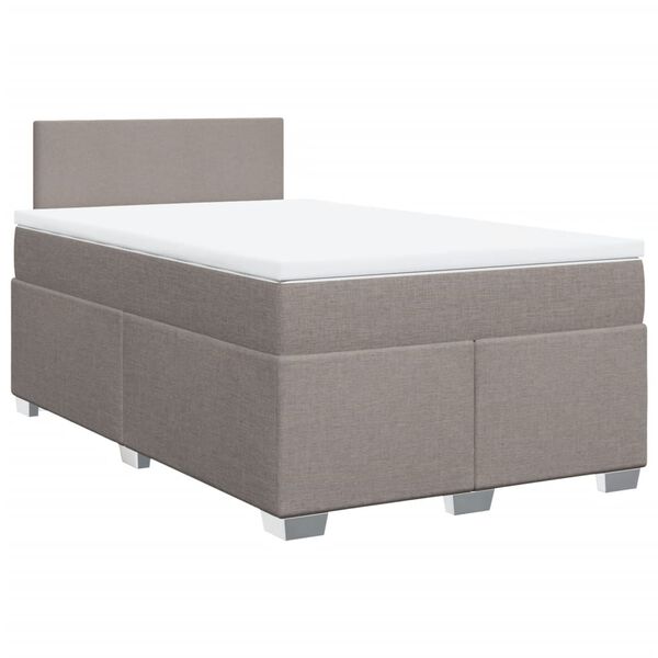 vidaXL Cama boxspring c/ colch&atilde;o 120x190cm tecido castanho-acinzentado