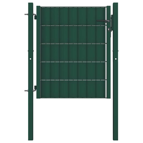 vidaXL Port&atilde;o de cerca 100x81 cm PVC e a&ccedil;o verde