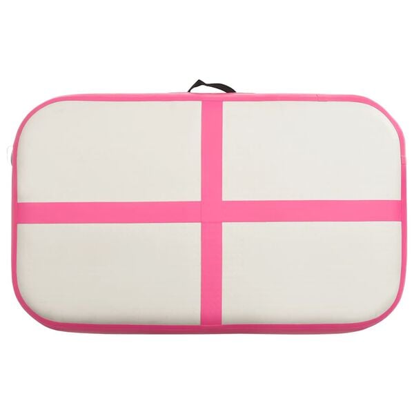 vidaXL Colch&atilde;o de gin&aacute;stica insufl&aacute;vel c/ bomba 60x100x15 cm PVC rosa