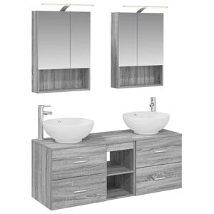 vidaXL Conjunto de M&oacute;veis para Banheiro 5 pcs Sonoma cinzento