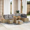 vidaXL Conjunto de Sof&aacute; de Jardim 9 pcs Bege Rattan Sint&eacute;tico