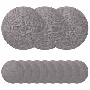 vidaXL Sousplat de Juta 12 pcs Cinzento &Oslash; 30 cm 100% Juta Tossa