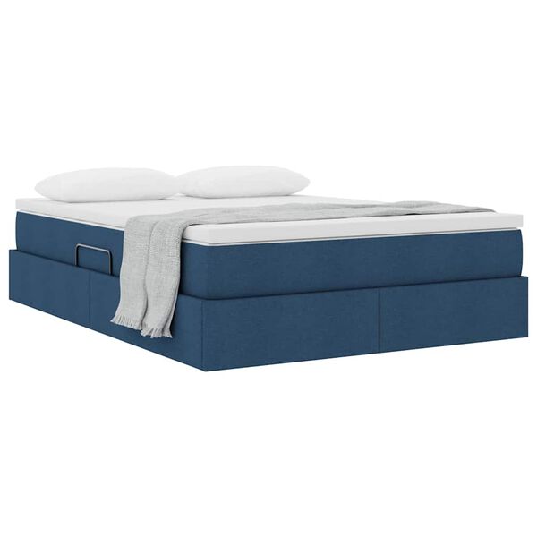 vidaXL Cama com arruma&ccedil;&atilde;o e colch&atilde;o Azul 140 x 190 cm Poli&eacute;ster