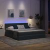 vidaXL Cama com luzes de tira LED Cinza Escuro 180 x 200 cm Veludo