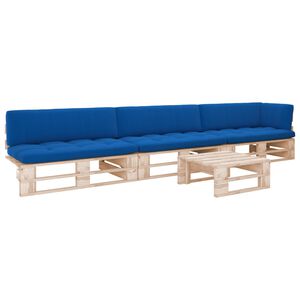 vidaXL 4 pcs conj. lounge paletes c/ almofad&otilde;es pinho impregnado