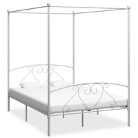 vidaXL Estrutura de cama com dossel metal branco 140x200 cm