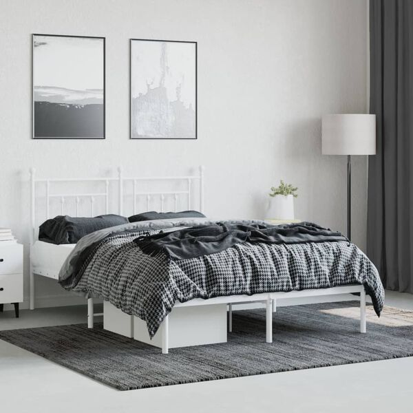 vidaXL Estrutura de cama com cabeceira 140x200 cm metal branco