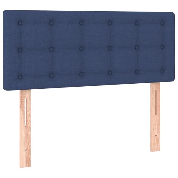 vidaXL Cabeceira de cama c/ luzes LED tecido 90x5x78/88 cm azul