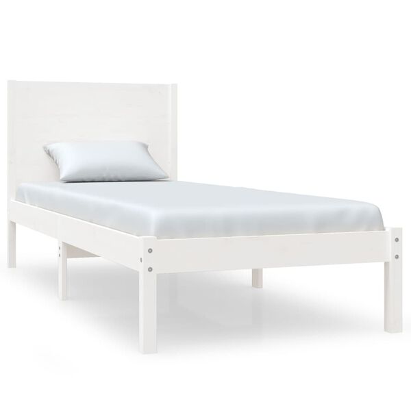 vidaXL Cama sem colch&atilde;o 100x200 cm madeira de pinho maci&ccedil;a branco