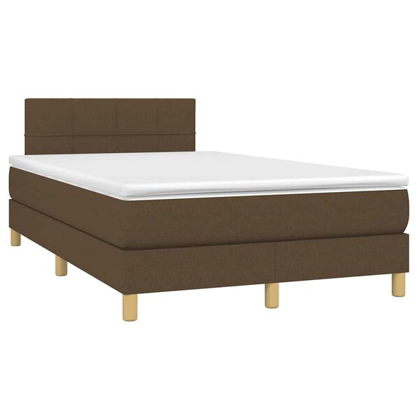 vidaXL Cama box spring c/ colch&atilde;o/LED 120x190cm tecido castanho-escuro