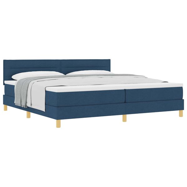 vidaXL Cama Box com colch&atilde;o com cabeceira Azul 200 x 200 cm tecido