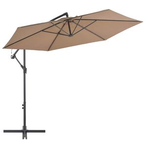 vidaXL Guarda-sol cantilever c/ poste alum&iacute;nio 300cm cinza-acastanhado