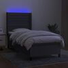 vidaXL Cama box spring c/ colch&atilde;o e LED 80x200 cm tecido cinza-escuro