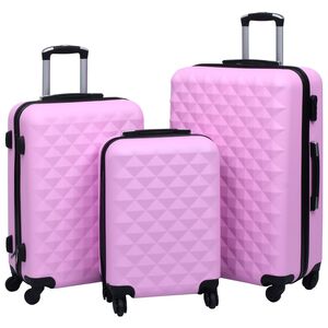 vidaXL Conjunto de tr&oacute;leis estojo r&iacute;gido 3 pcs ABS rosa