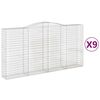 vidaXL Cestos gabi&atilde;o arqueados 9pcs 400x50x200/220cm ferro galvanizado