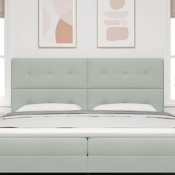 vidaXL Cabeceira LED com cabeceira Cinzento-claro 200 cm Poli&eacute;ster