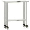 vidaXL Mesa de trabalho de cozinha c/ rodas 82,5x30x85 cm a&ccedil;o inox.