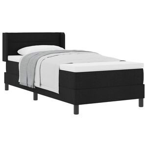 vidaXL Cama Box com colch&atilde;o com cabeceira Preto 200 x 100 cm Poli&eacute;ster