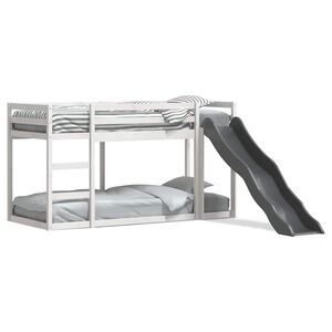 vidaXL Beliche com escorrega e escada 90x200 cm pinho maci&ccedil;o branco