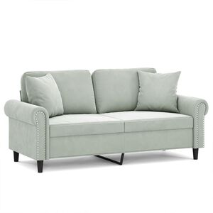 vidaXL Sof&aacute; 2 lugares + almofadas decorativas 140cm veludo cinza-claro