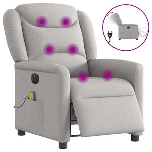 vidaXL Poltrona massagens reclin&aacute;vel el&eacute;trica tecido cinzento-nublado