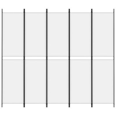 vidaXL Divisória/biombo com 5 painéis 250x220 cm tecido branco