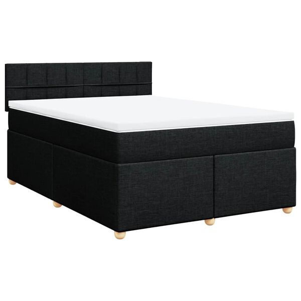 vidaXL Cama com molas/colch&atilde;o 140x190 cm tecido preto