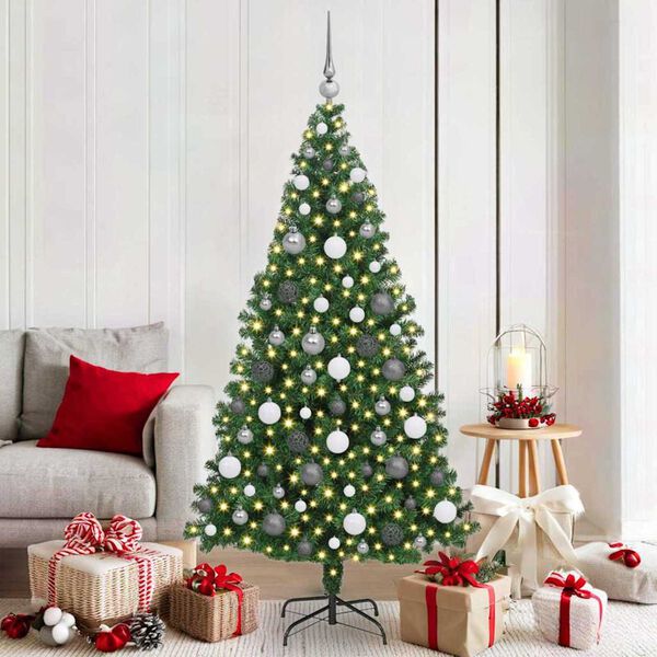 vidaXL &Aacute;rvore de Natal Artificial Verde 180 cm PVC, A&ccedil;o e Pl&aacute;stico