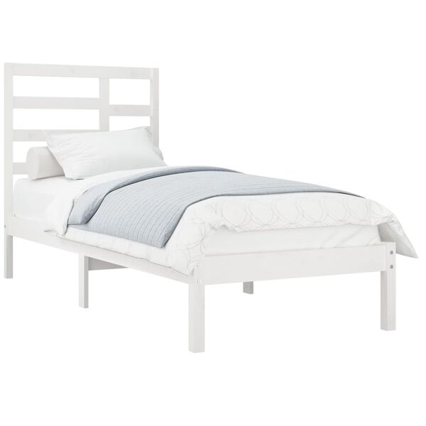 vidaXL Estrutura de cama 100x200 cm madeira maci&ccedil;a branco