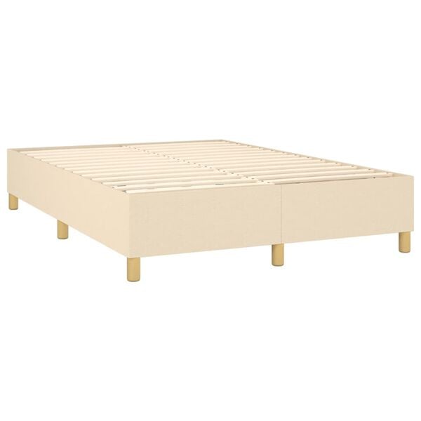 vidaXL Cama com molas/colch&atilde;o 140x190 cm tecido cor creme