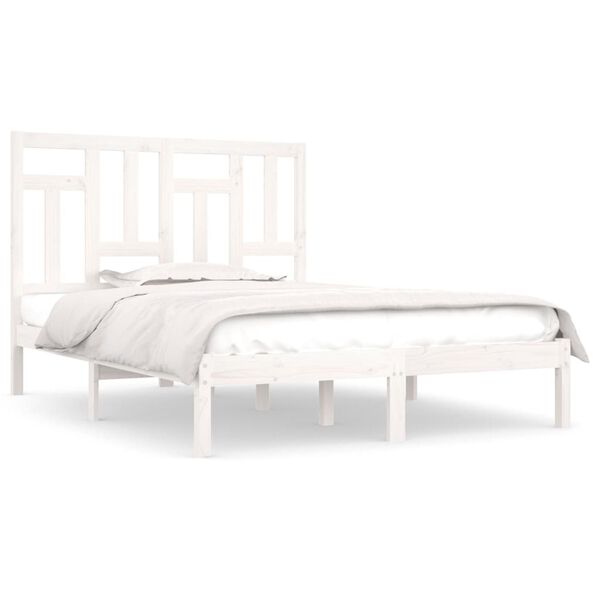 vidaXL Cama sem colch&atilde;o 140x200 cm madeira de pinho maci&ccedil;a branco