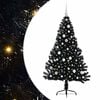 vidaXL &Aacute;rvore de Natal Artificial Pr&eacute;-iluminada Preto 150 cm PVC