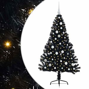 vidaXL &Aacute;rvore de Natal Artificial Pr&eacute;-iluminada Preto 150 cm PVC