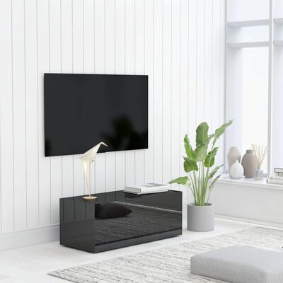 vidaXL Móvel de TV 80x34x30 cm contraplacado preto brilhante