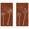 vidaXL Decora&ccedil;&otilde;es p/ muro de jardim 2 pcs a&ccedil;o corten design flores